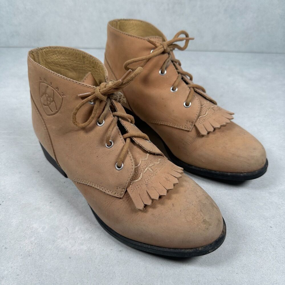 Ariat Boots Womens 6 Brown Suede Leather Laceup Embroidered Western Ankle Bootie